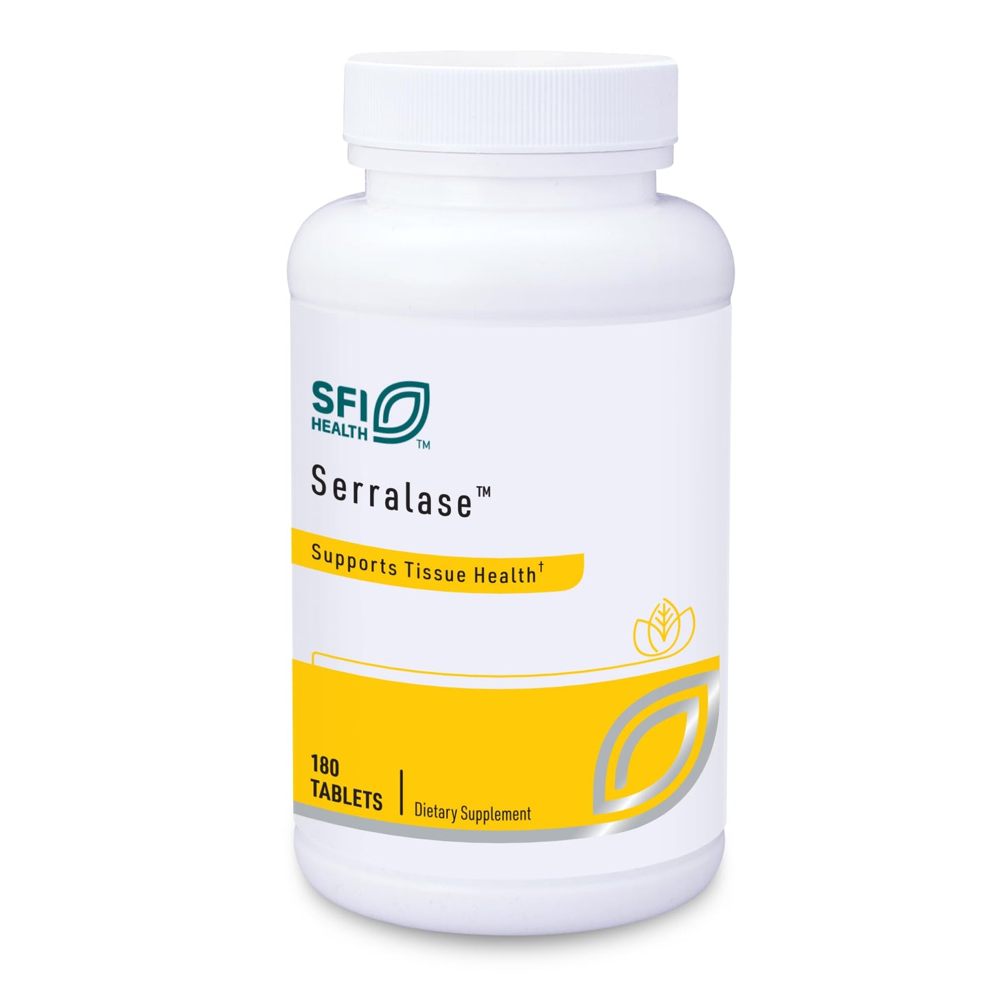 SFI Health Serralase Vegetarian Proteolytic Enzyme Blend with Serratia Peptidase & Bromelain for Digestion, Sourced from Papaya & Pineapple, Hypoallergenic Enteric Coated Tablets, 180 Tablets