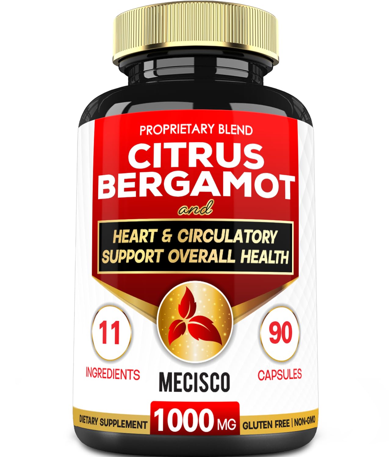 Mecisco 11 in 1 Citrus Bergamot Supplement 1000mg with Black Chokeberry, Berberine HCl & More Capsules, 90 Capsules