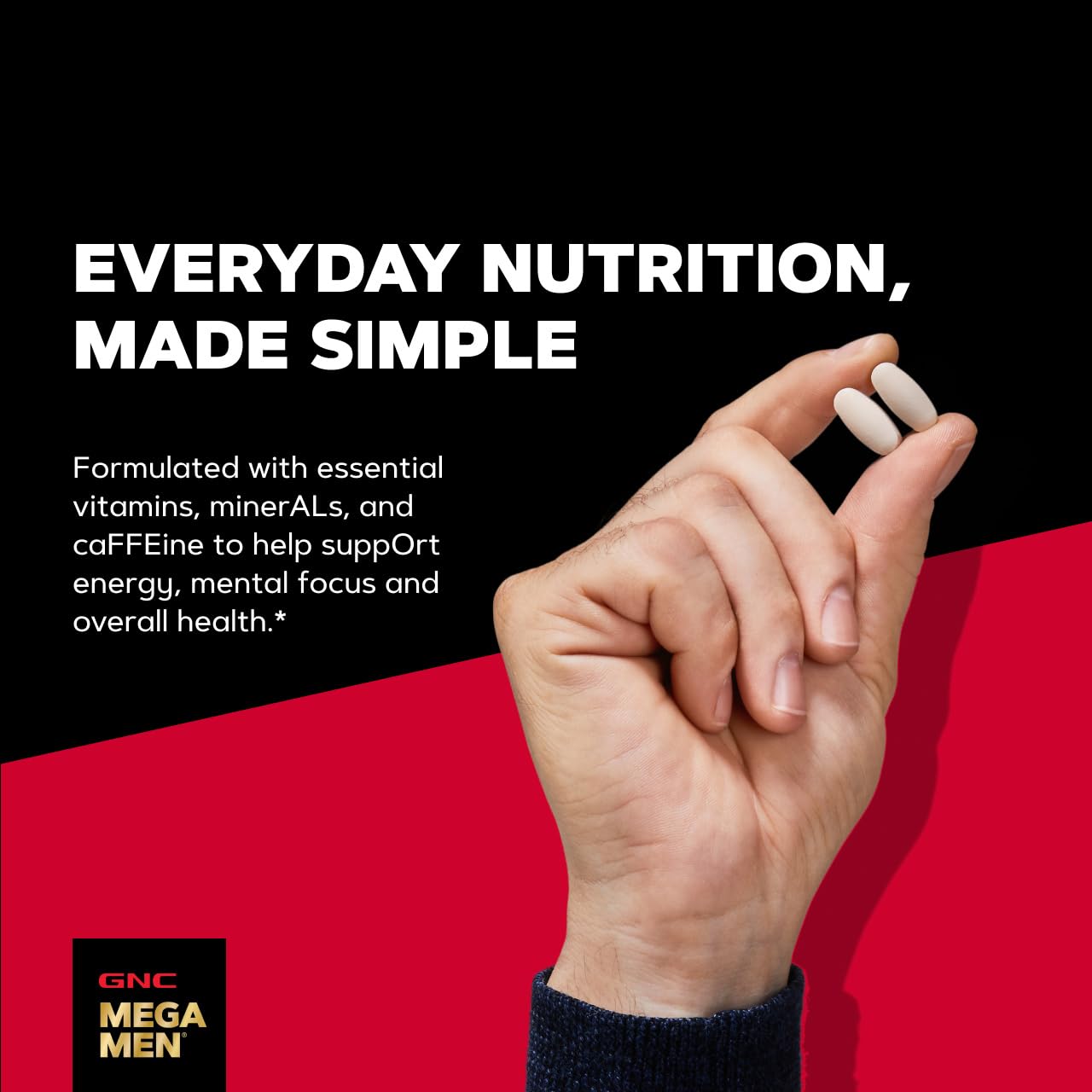 GNC Mega Men Energy & Metabolism Multivitamin for Men Caplets 180 Count