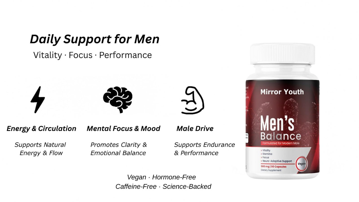 Mirror Youth Cistanche Tubulosa 400mg Men's Performance Supplement - Natural Vitality Energy Support with L-Citrulline, Black Maca, Ashwagandha, Pomegranate Herbal Complex Capsules 90 Count