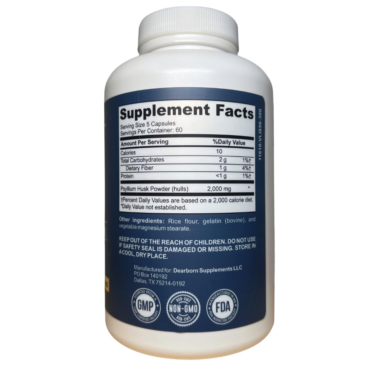 TRTL Supplements Psyllium Husk Capsules 300 Count