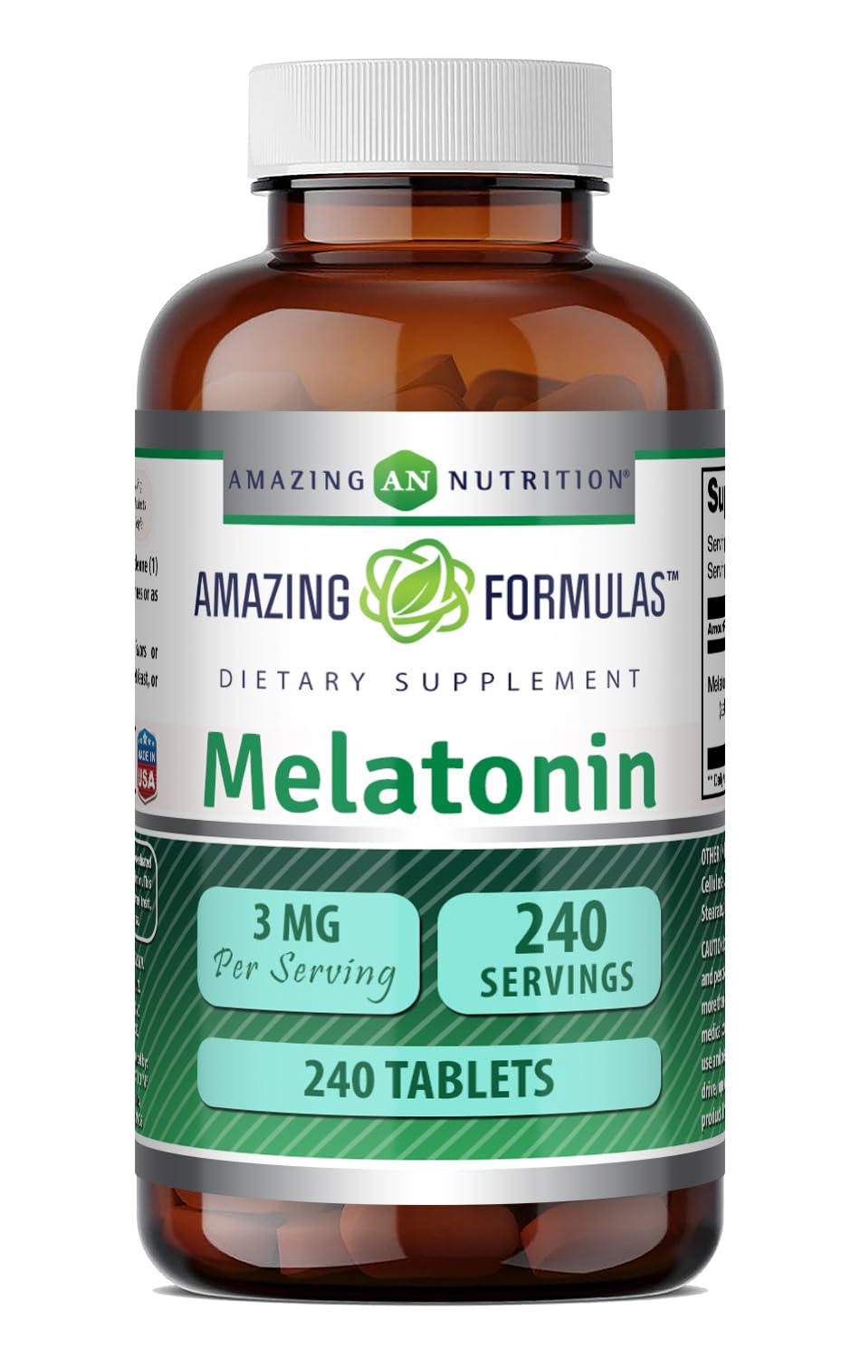 Amazing Nutrition Melatonin Supplement (3 mg per serving) 240 Tablets