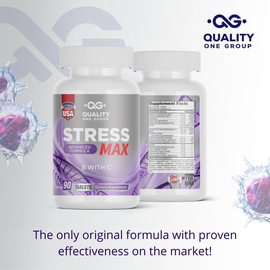 QUALITY ONE Chamomile and Passionflower Supplements, Choline Vitamins - Supports Mood & Focus - Non-GMO, Vegetarian Friendly, Gluten Free - 90 Tablets