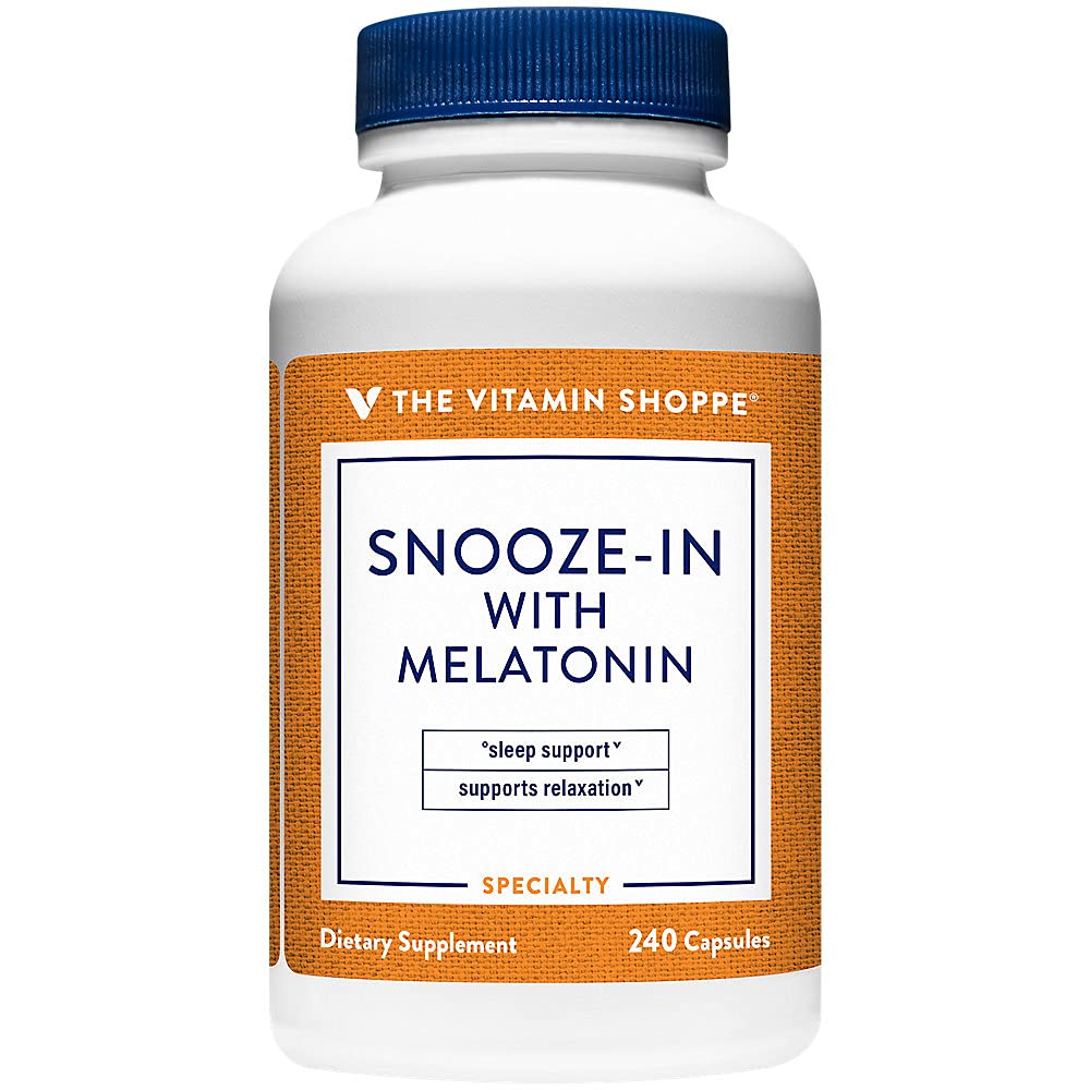 The Vitamin Shoppe Melatonin Sleep Support, Restful Sleep & Healthy Sleep Cycle, Natural Sleep Aid Capsules 240