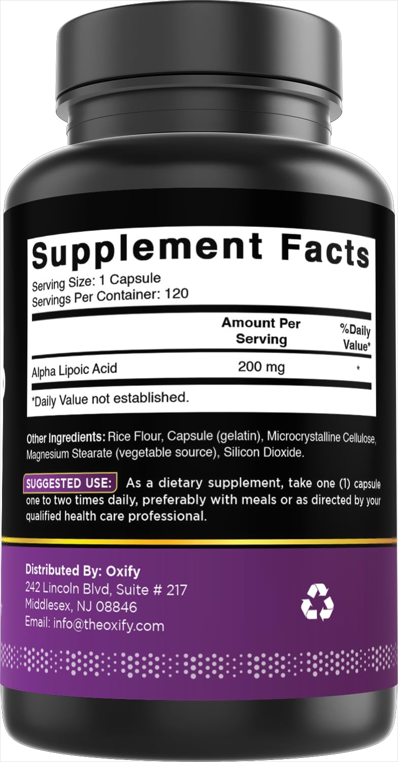 Oxify Alpha Lipoic Acid 200 mg Capsules 120