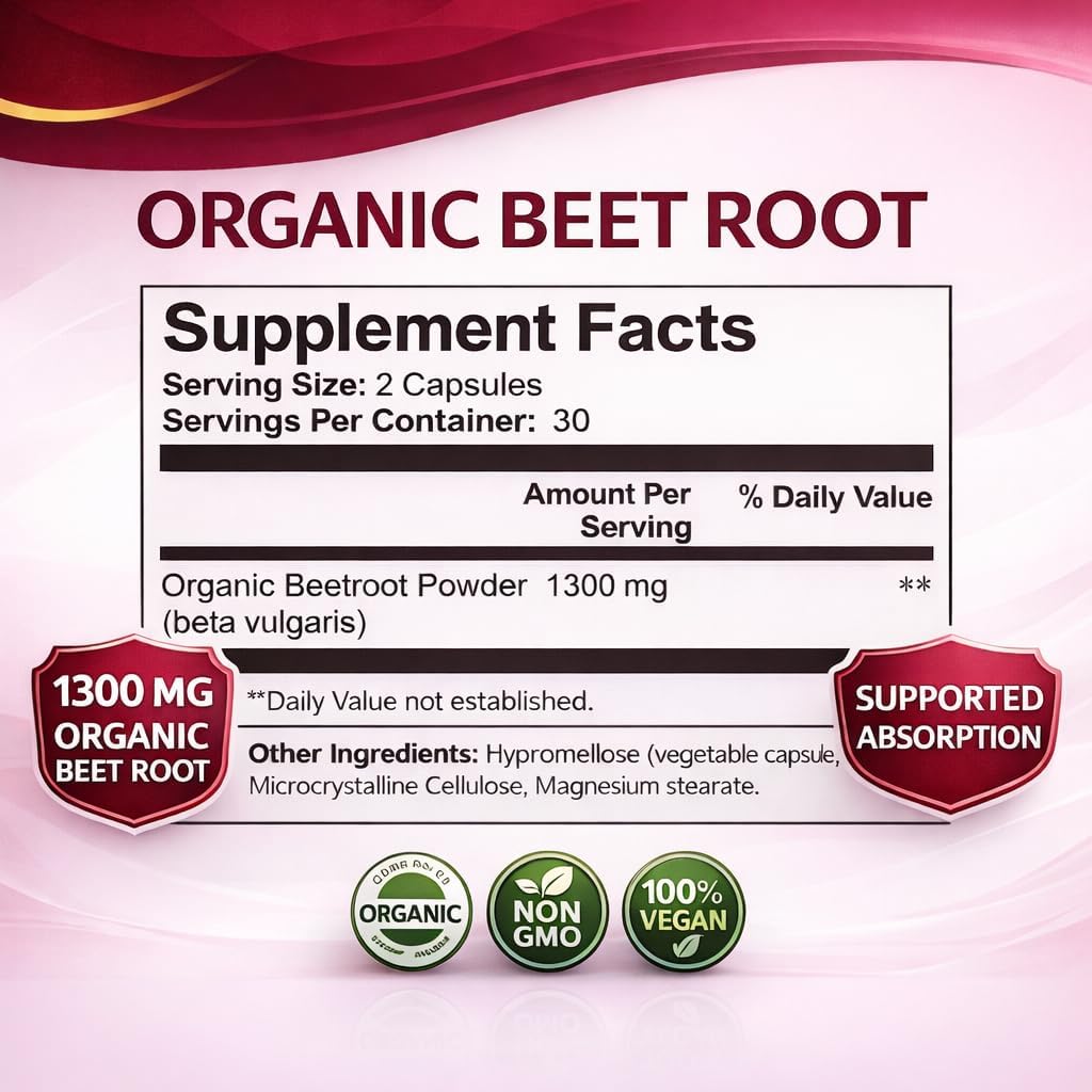 Beravia Organic Beet Root Softgel 1300mg, 60 Softgels