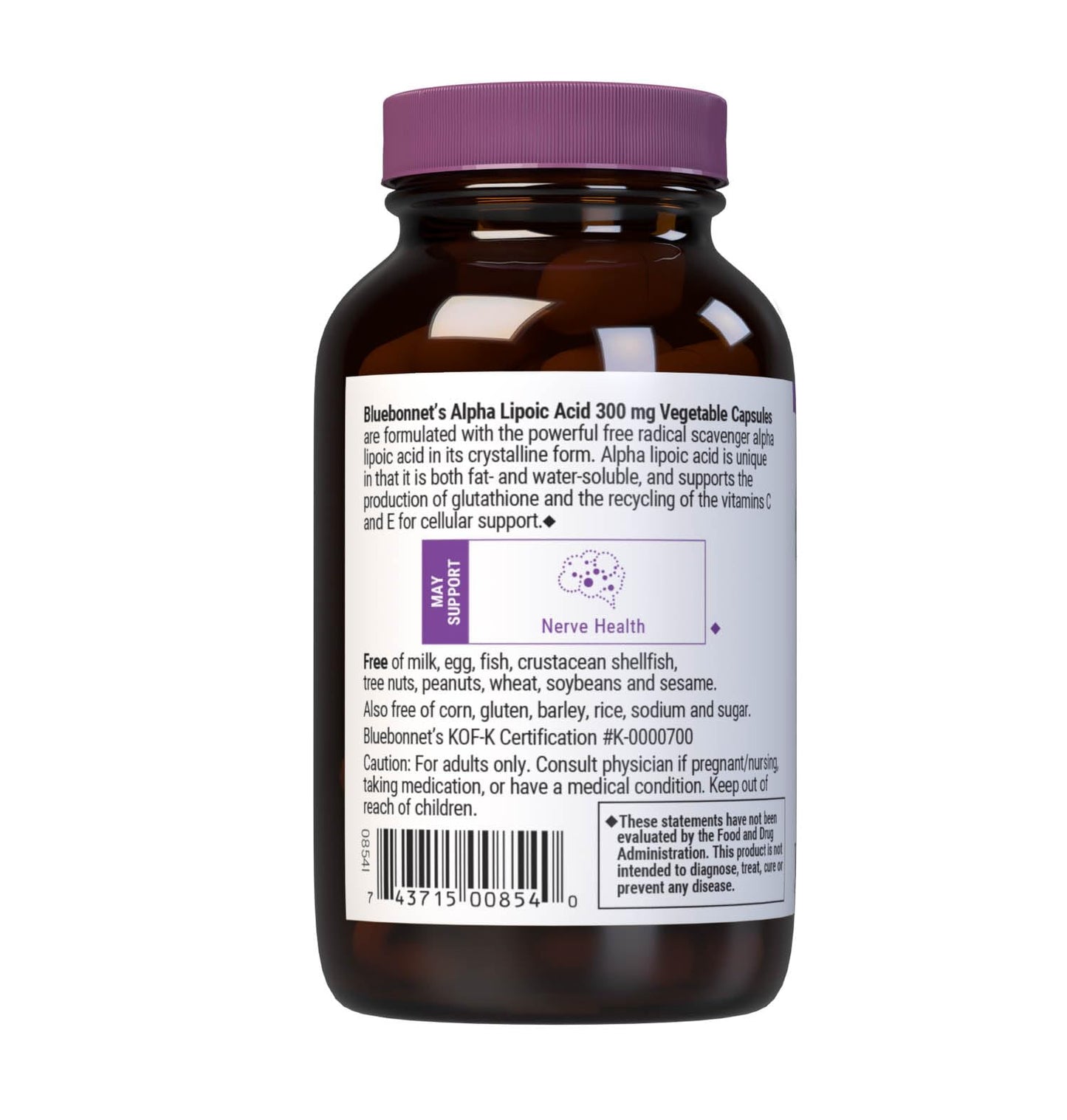BlueBonnet Alpha Lipoic Acid 300mg Nerve Support Supplement, 60 Capsules