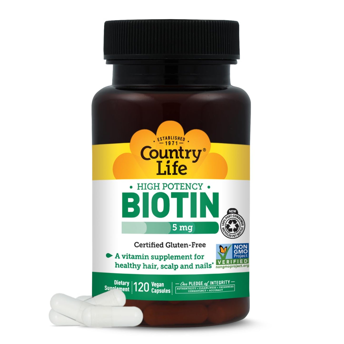 Country Life Biotin 5 mg Capsule, 120 Count