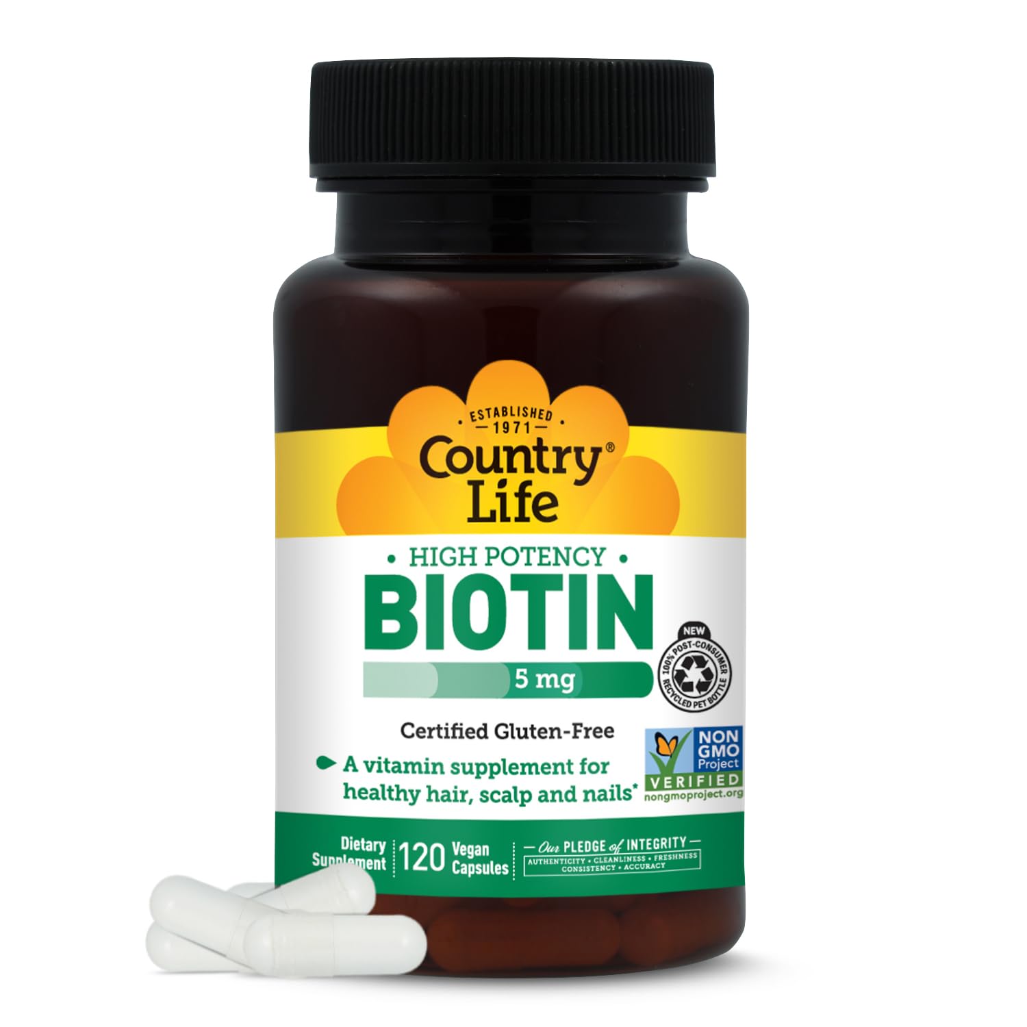 Country Life Biotin 5 mg Capsule, 120 Count
