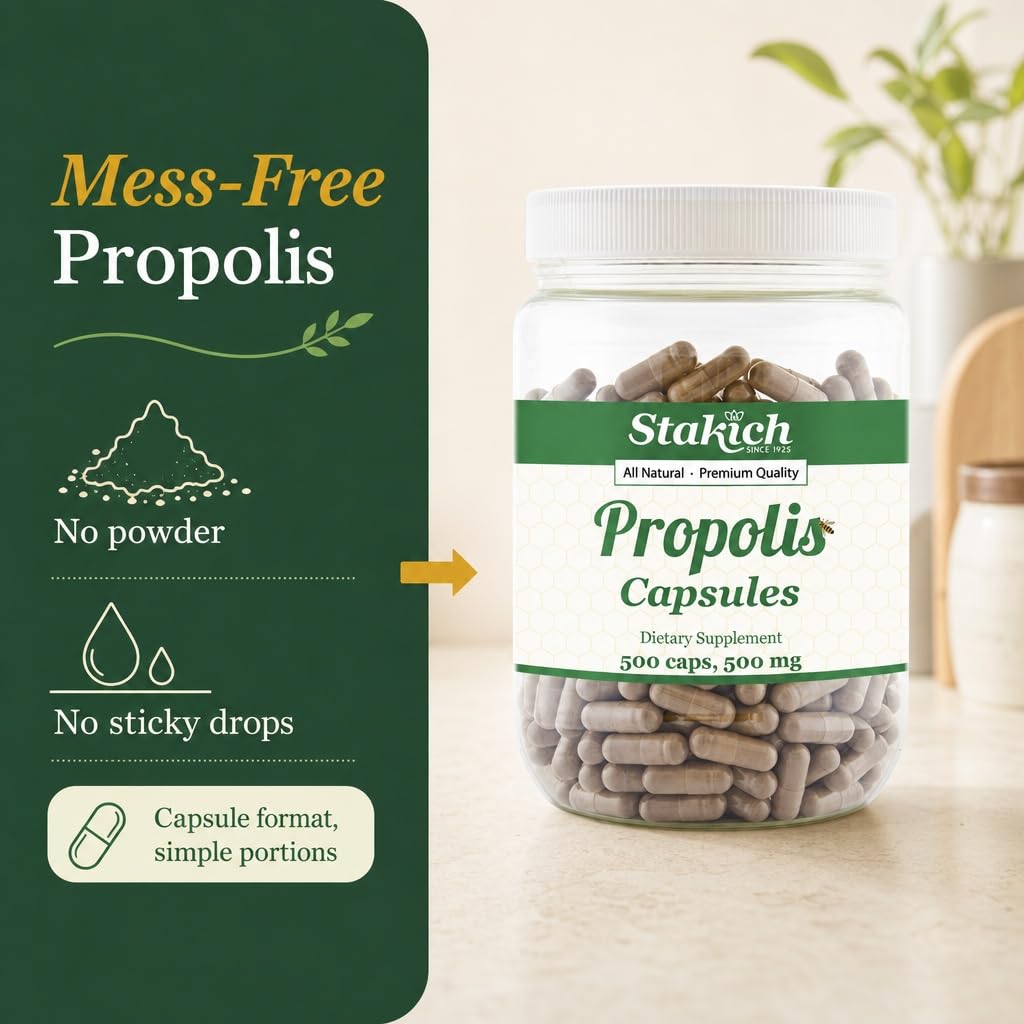 Stakich Bee Propolis Capsules 500 Count