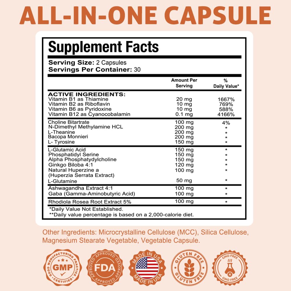 Health Dose Brain Dose Premium Nootropics Capsule, 60 Count