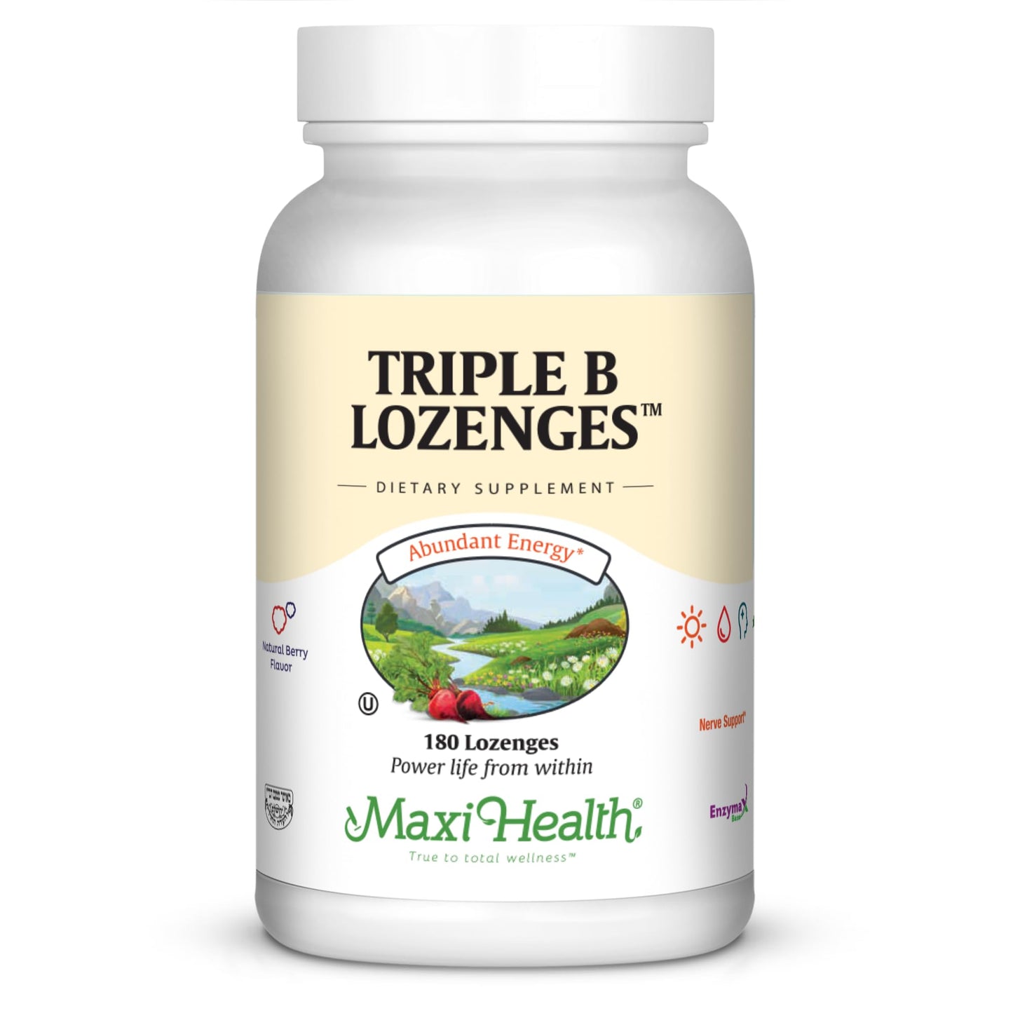 Maxi Health Triple B Lozenges Vitamin B12 & B6 & Biotin Strawberry Flavor, 180 Count