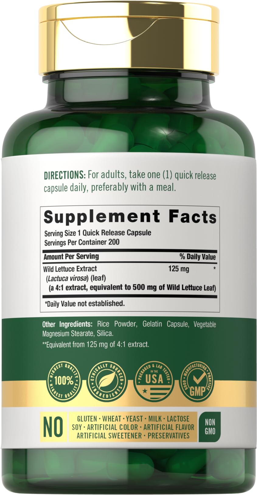 Carlyle Wild Lettuce Extract Capsule, 200 Count