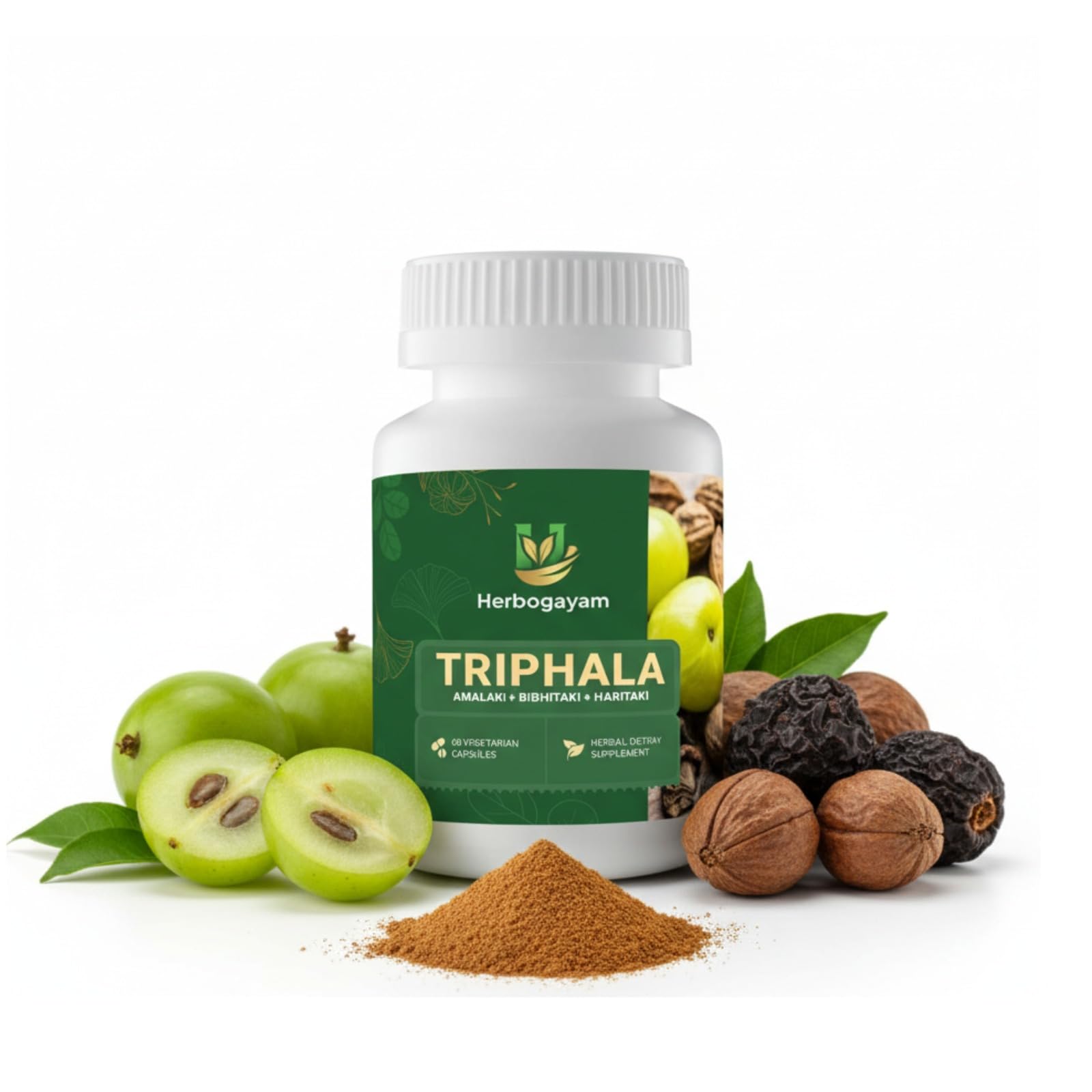 Herbogayam Triphala 500 mg Capsules, 60 Count