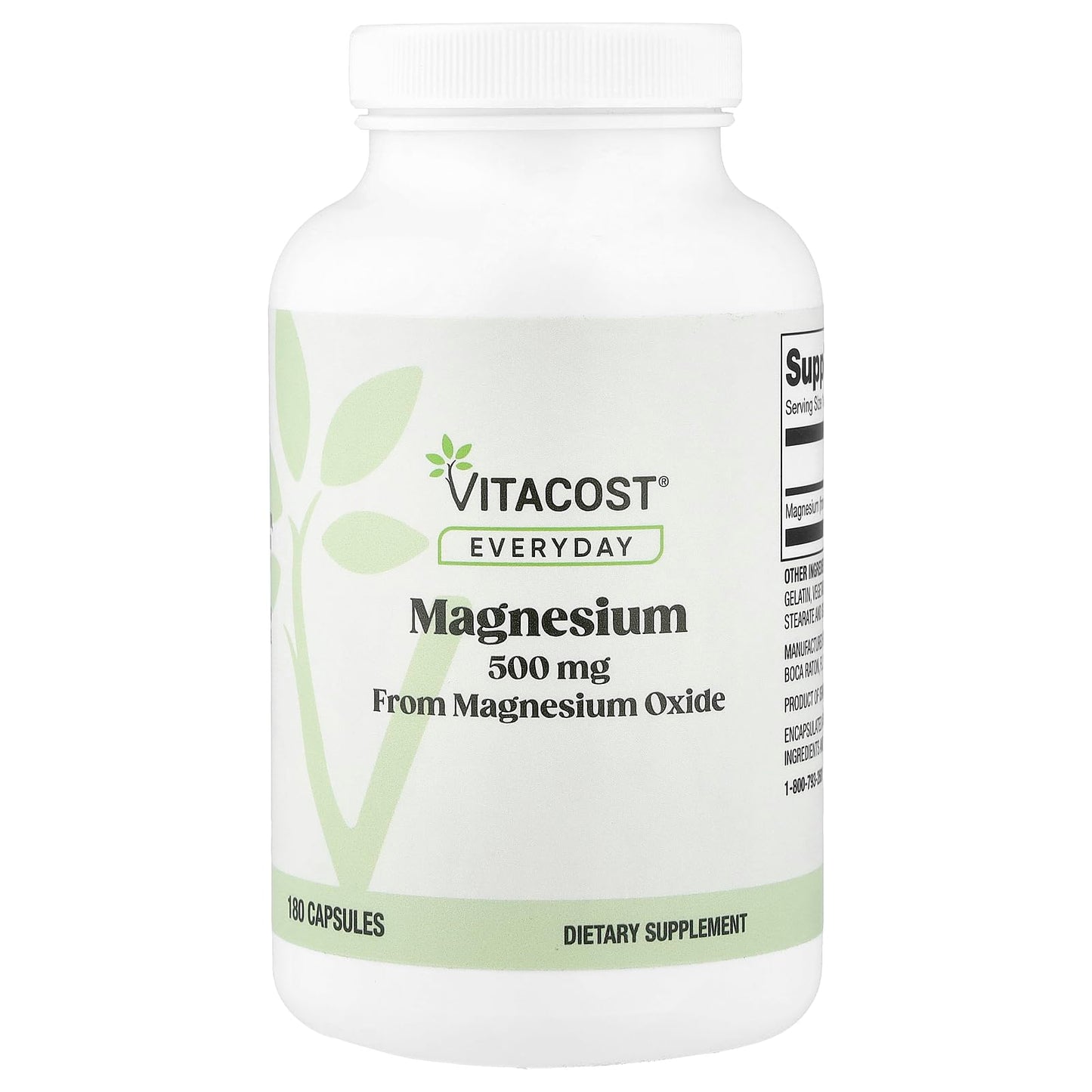 Vitacost Everyday Magnesium 500 mg Capsules, 180 Count