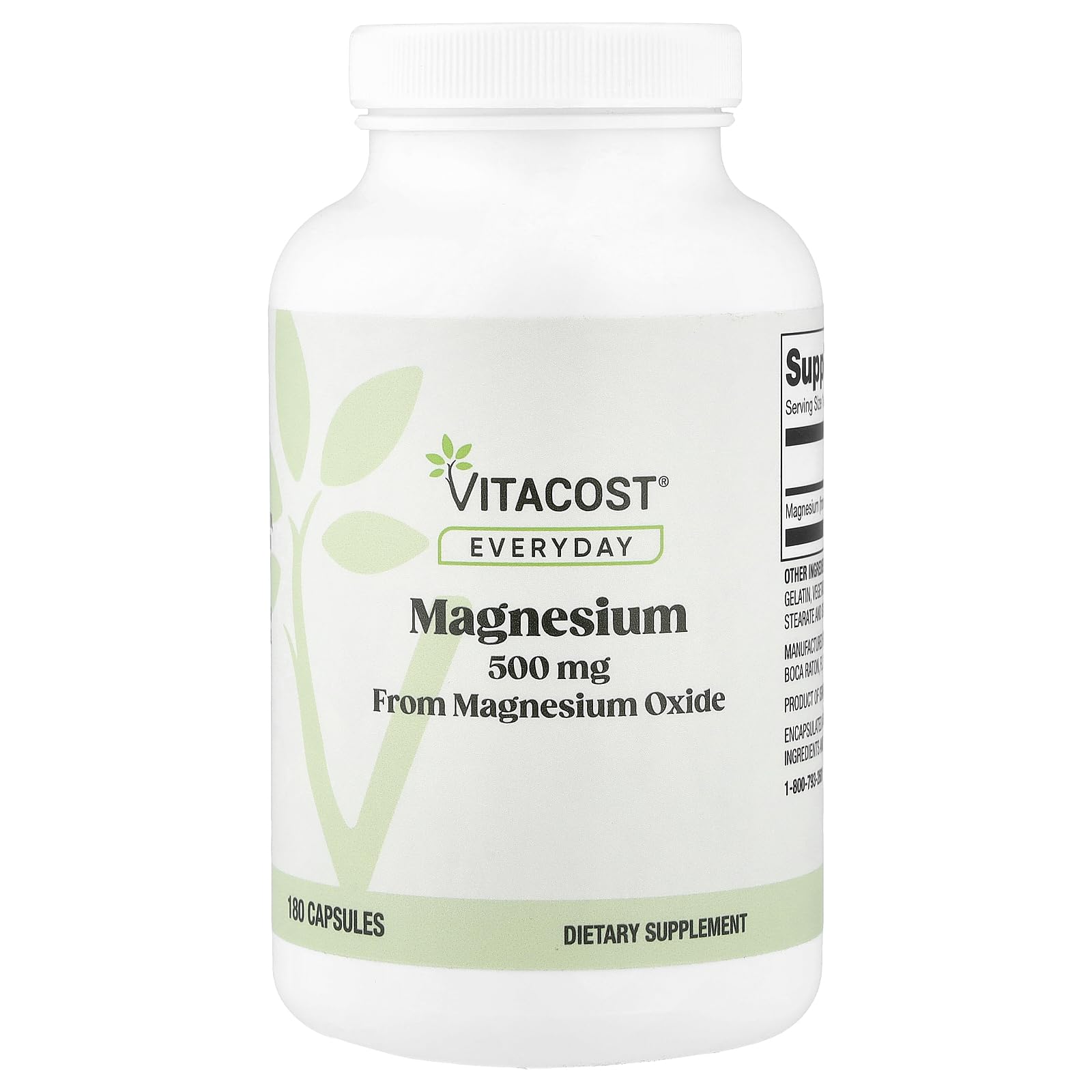 Vitacost Everyday Magnesium 500 mg Capsules, 180 Count