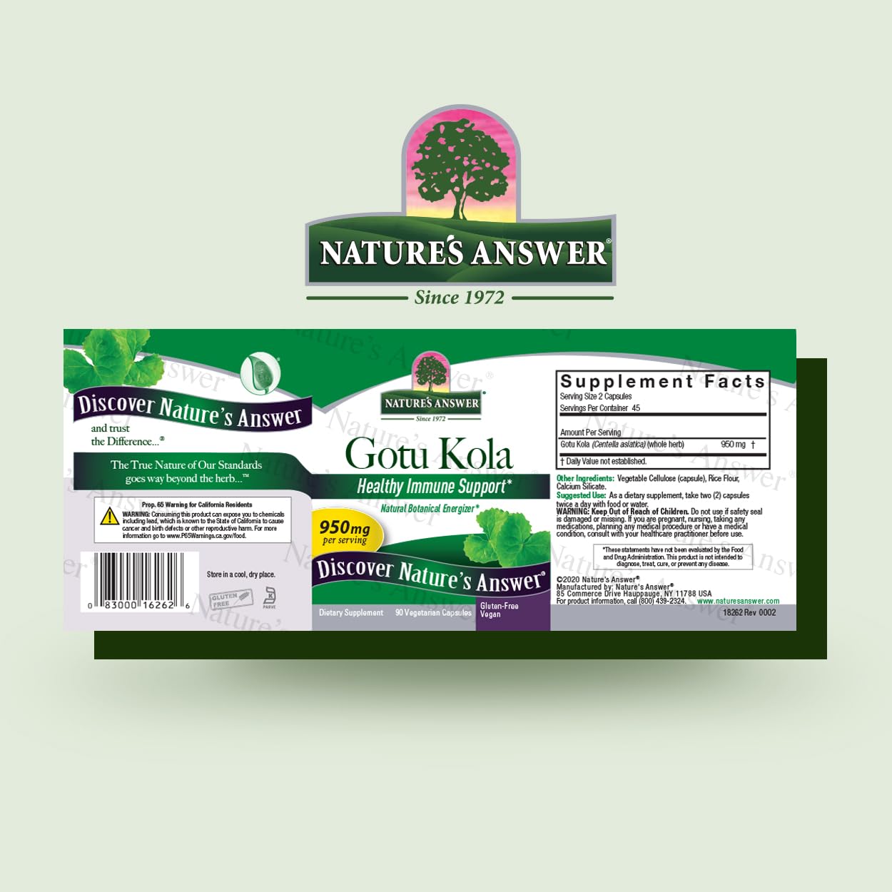 Nature's Answer Gotu-Kola Herb Vegetarian Capsules, 90 Count