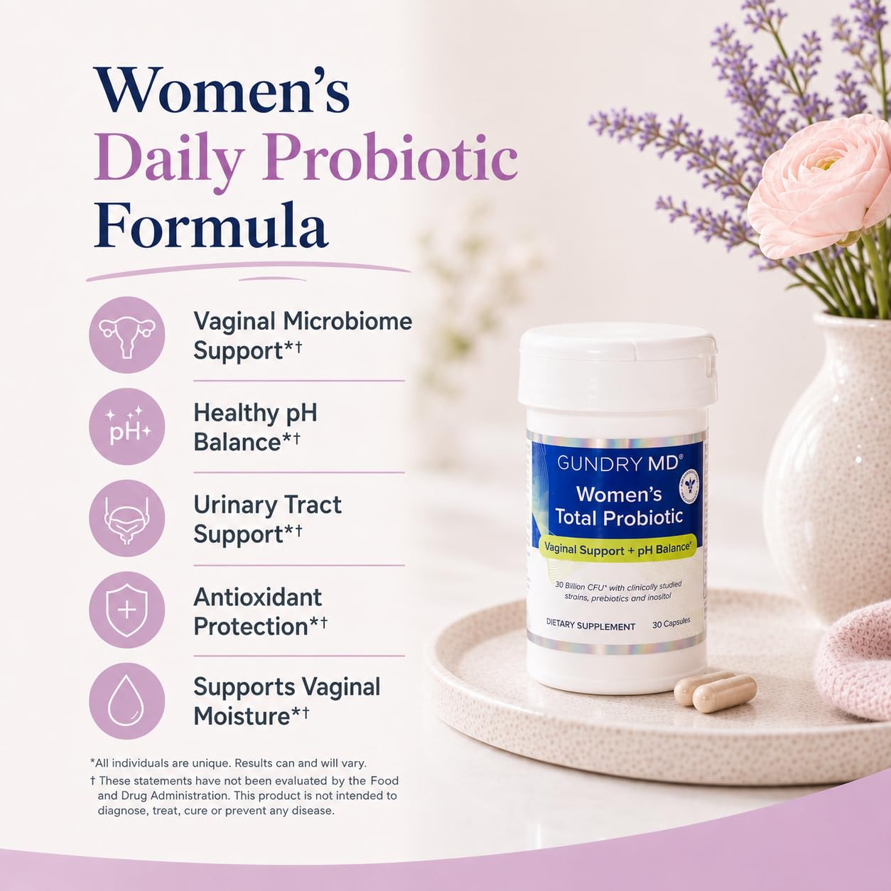 Gundry MD Women's Total Probiotic with Inositol Capsule, 30 Count