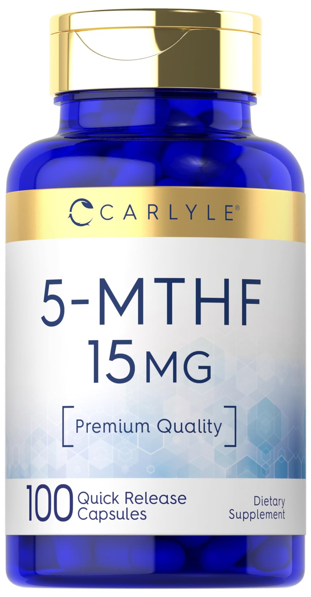 Carlyle 5-MTHF Supplement 15mg L-Methylfolate 100 Capsules