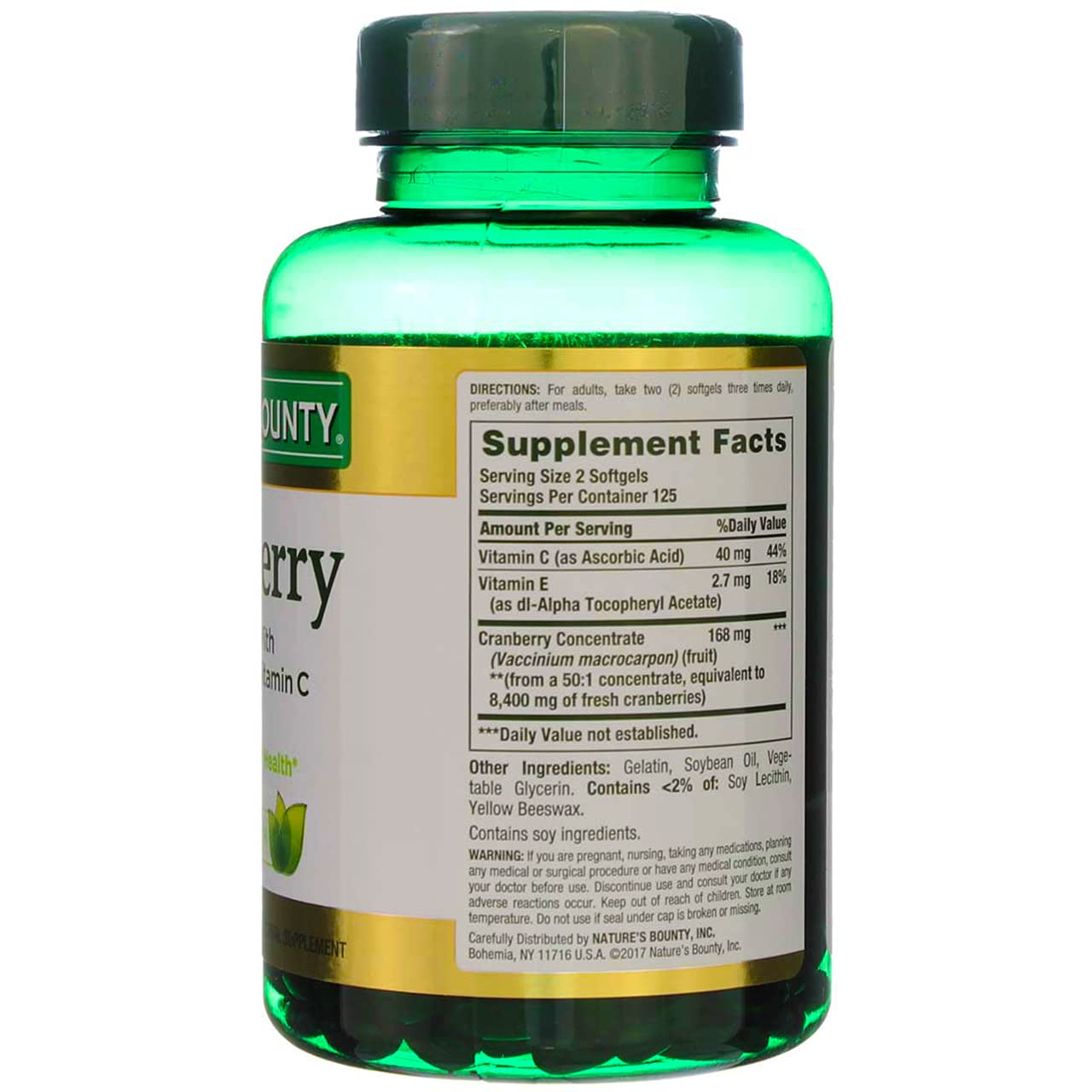 Nature's Bounty Cranberry with Vitamin C 4200 mg Softgel 750 Count