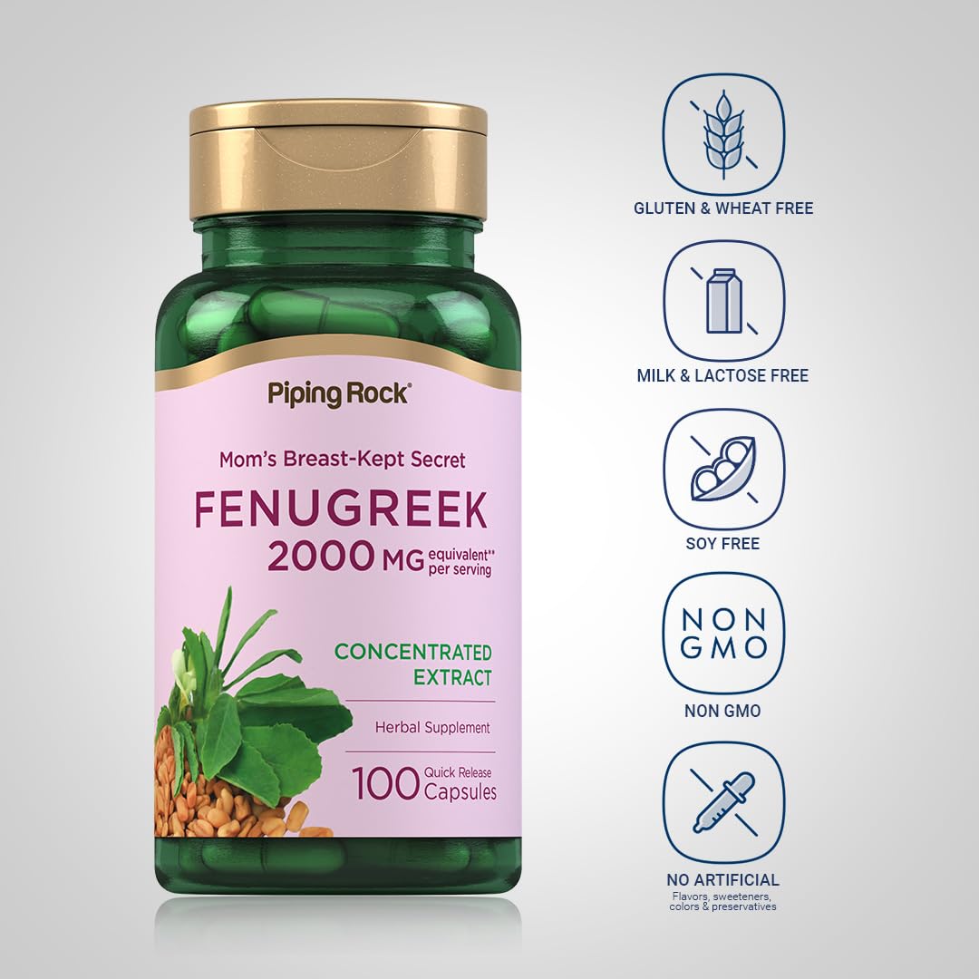 Piping Rock Fenugreek Capsules for Women, 100 Count