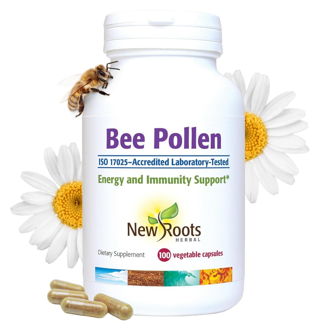 New Roots Herbal Pure Bee Pollen Capsules, 100 Count