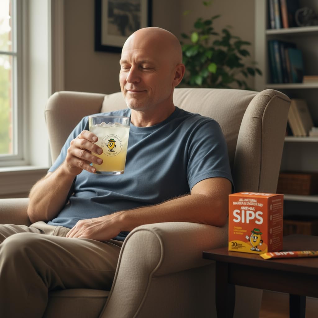 Anti-Na SIPS Life Uninterrupted Dual-Action Nausea Relief and Energy Support Premium Ginger Dissolving Mix, 4 Packets