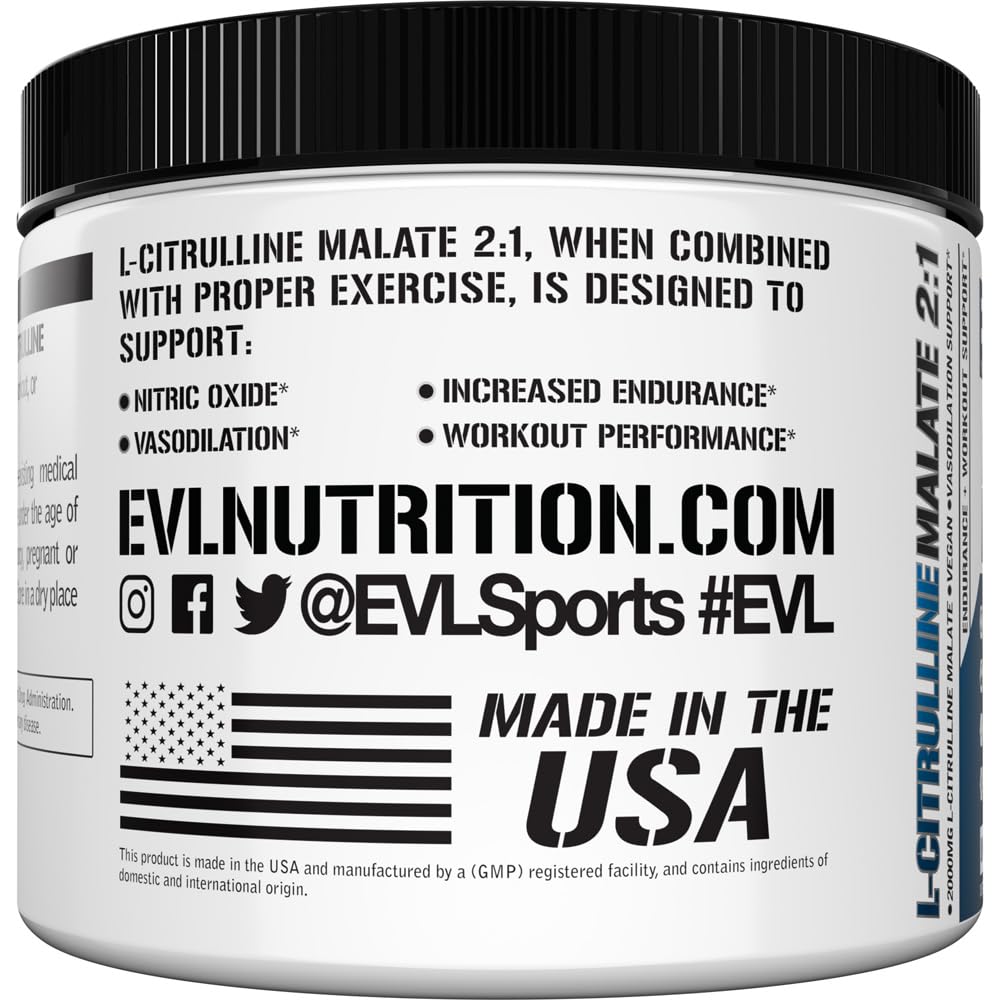 Evlution L-Citrulline Malate 2:1 Nitric Oxide Powder 7.05 Ounce