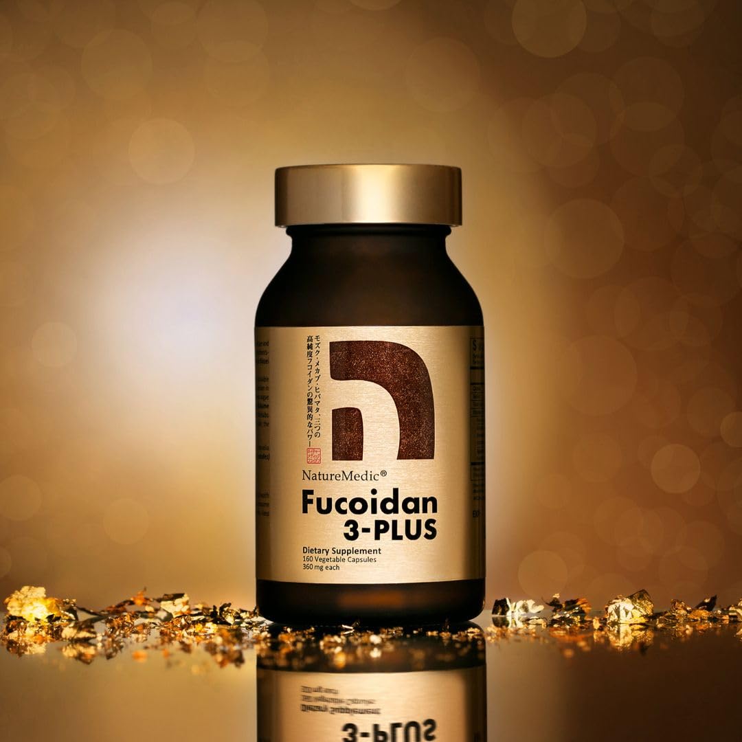 FUCOIDAN 3-PLUS Fucoidan Brown Seaweed Immunity Supplement with Three Types of High Purity Fucoidan Organic Mekabu Fucus Mozuku Agaricus, 160 Capsules