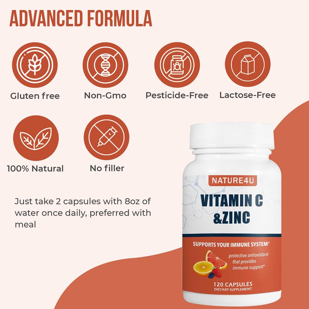Nature4U Vitamin C 1000mg with Zinc, Rose Hips and Citrus Bioflavonoids Capsule 120