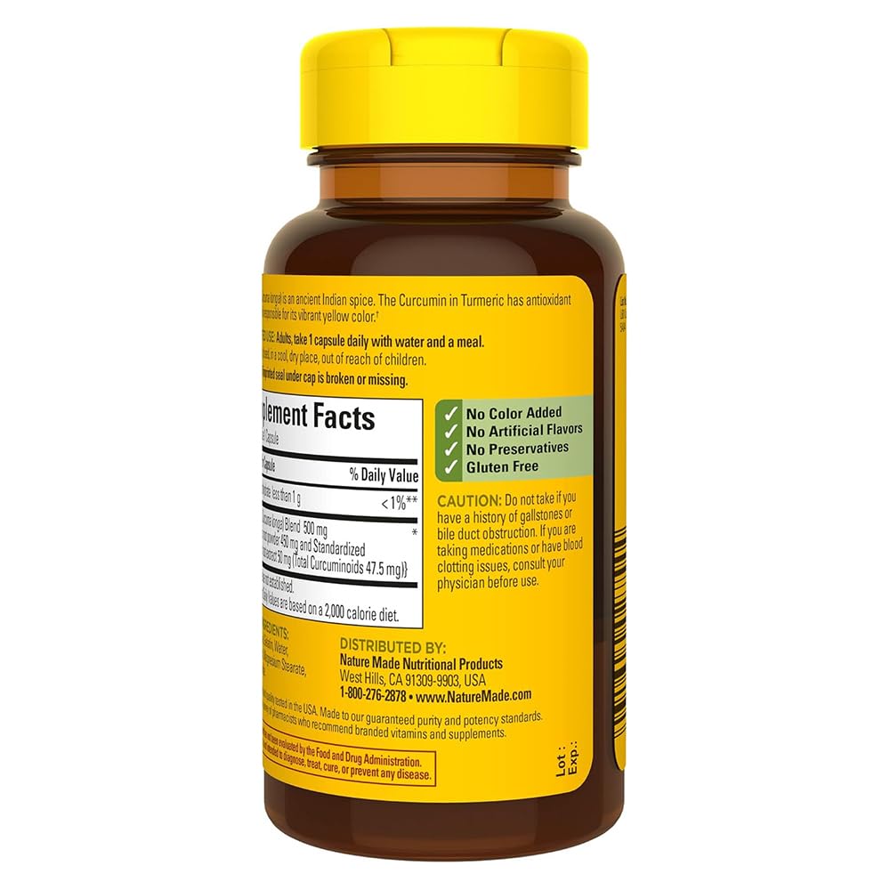 Nature Made Turmeric 500 mg Capsules, 60 Count