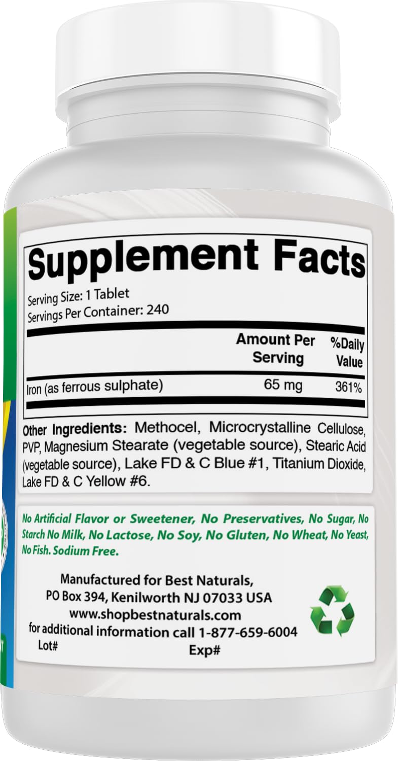 Best Naturals Iron Supplement Tablets 240 Count