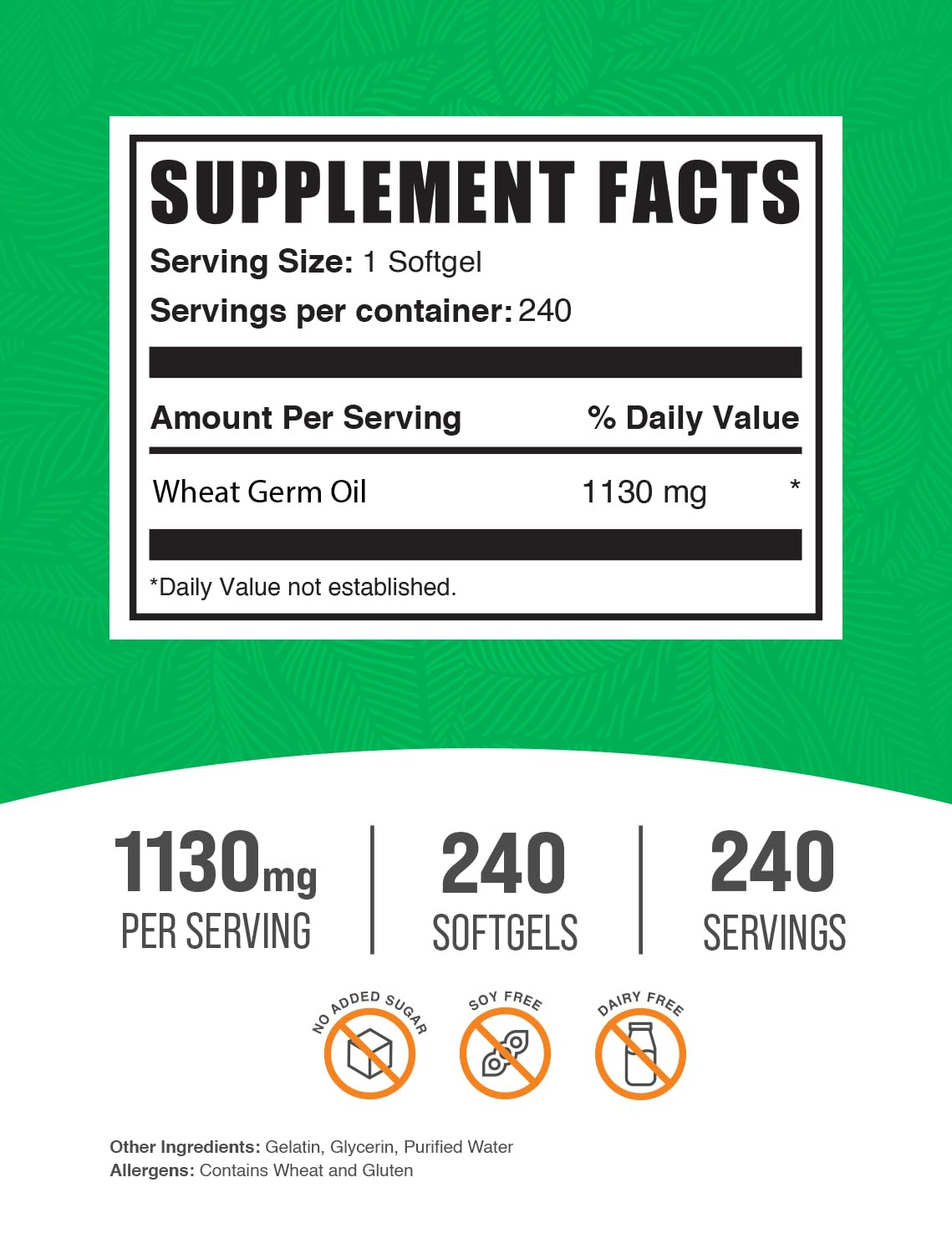 BulkSupplements Wheat Germ Oil Softgel 240 Softgels