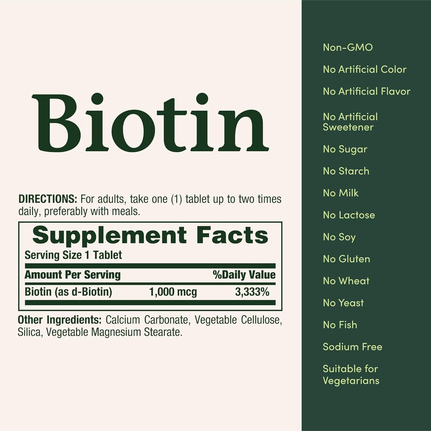 Nature's Bounty Biotin 1000 mcg Tablets, 300 Tablets