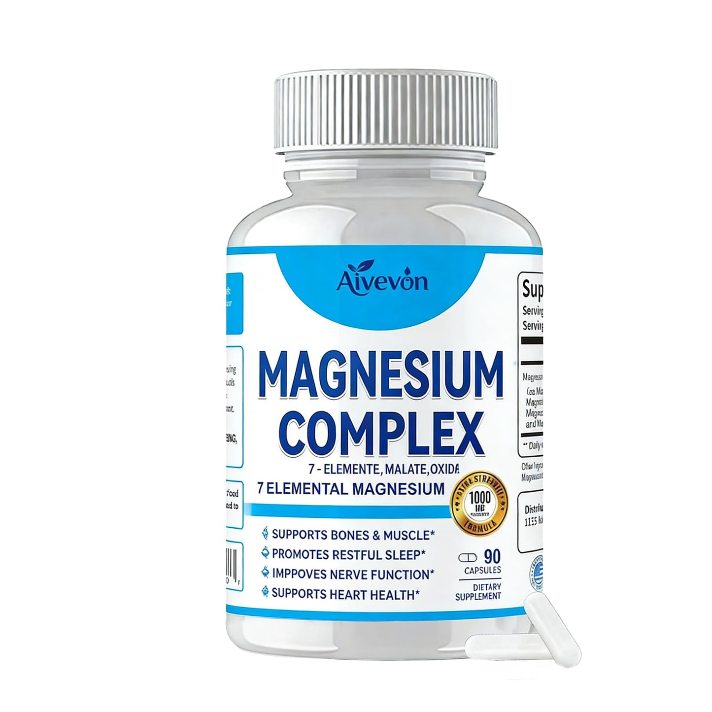 Aiwevon Magnesium Complex 1000mg Capsules, 60 Count