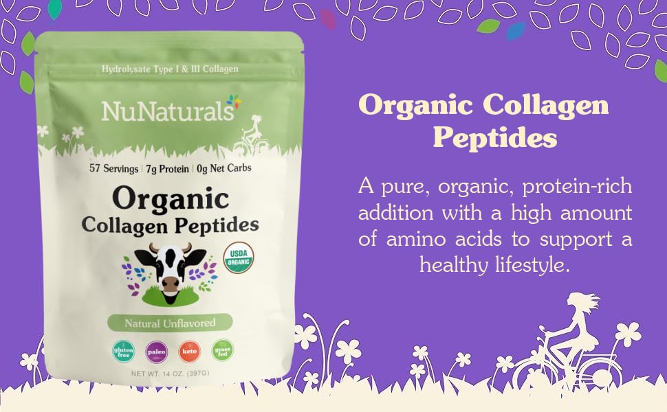 Nunaturals Organic Collagen Peptides Powder, 14 oz