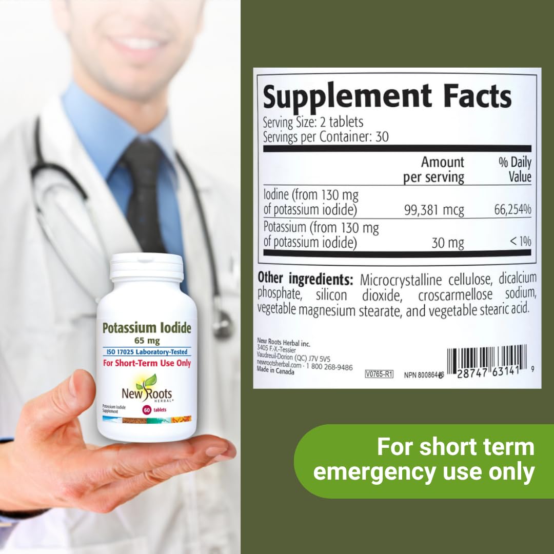NEW ROOTS HERBAL Potassium Iodide 65 mg Tablet, 60 Tablets