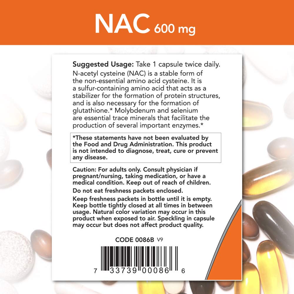 NOW Foods N-Acetyl Cysteine 600mg Capsule, 500 Capsules