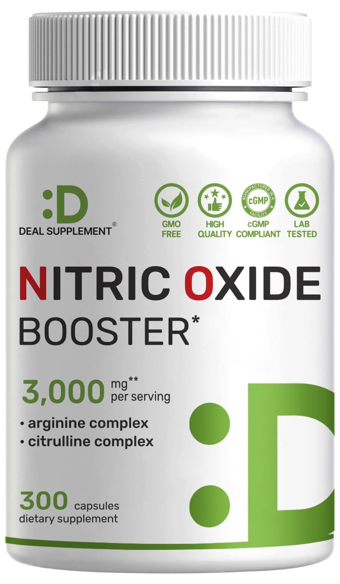 DEAL SUPPLEMENT Nitric Oxide Supplement 3,000mg Capsule, 300 Count