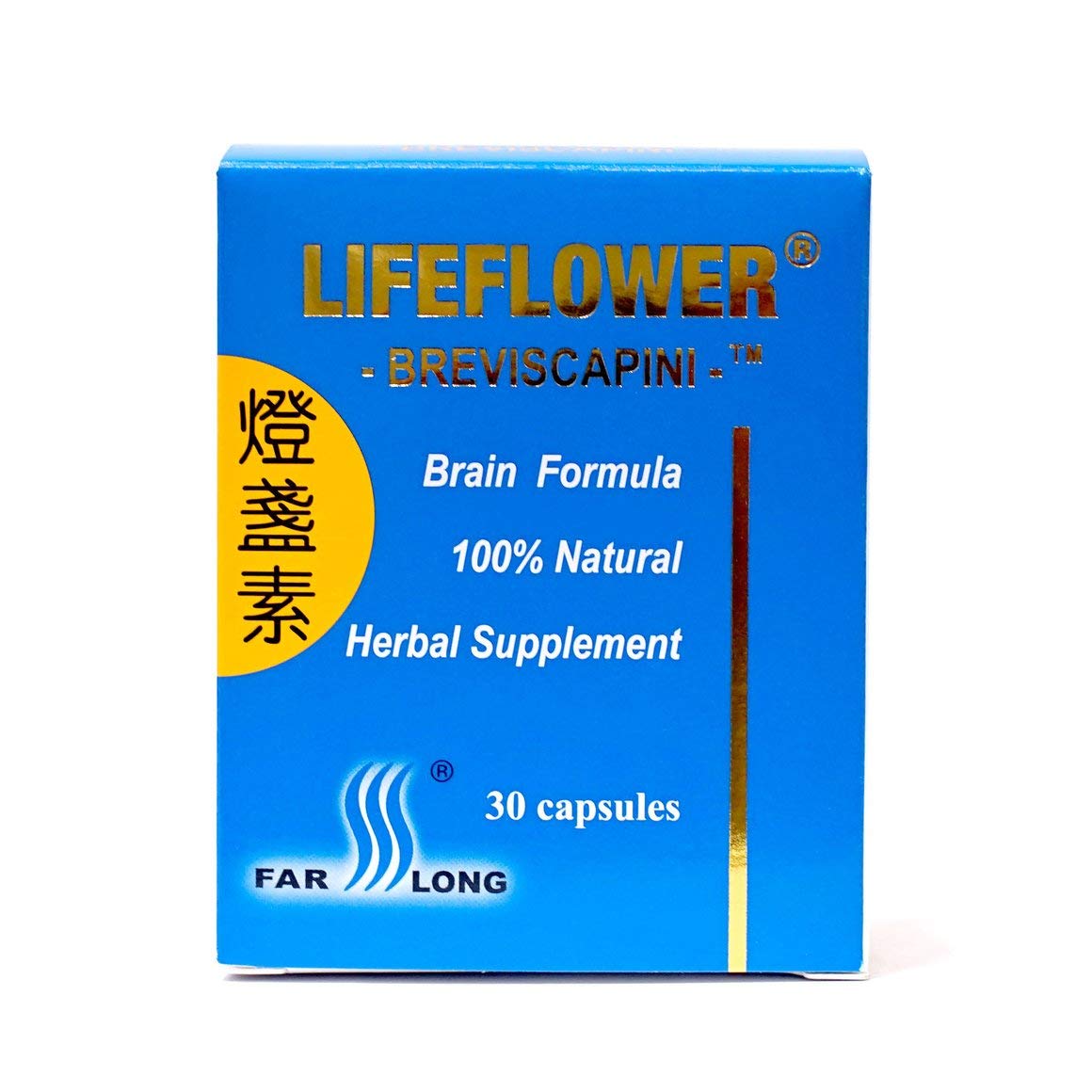 FAR LONG Lifeflower 100% All Natural Youthful Brain Herbal Supplement Capsule, 30 Capsules