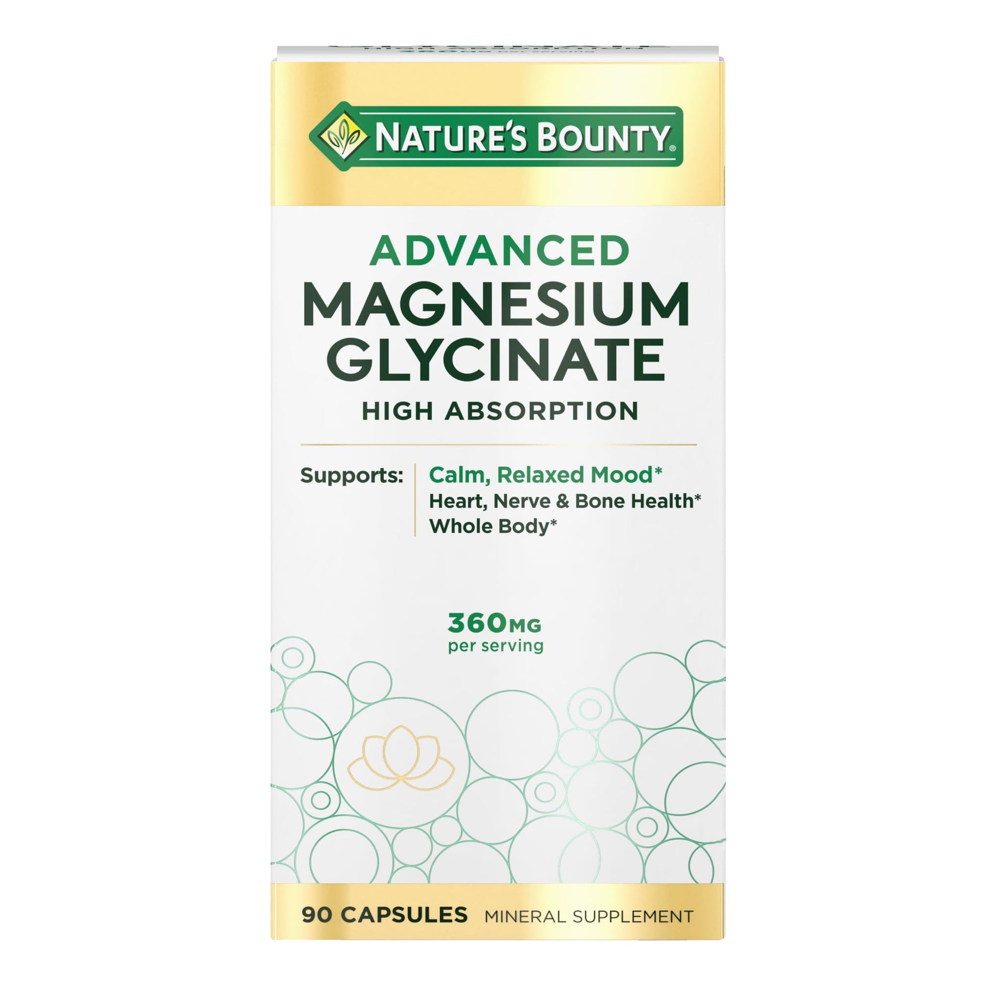 Nature's Bounty Calm Magnesium Glycinate Capsules, 90 Count