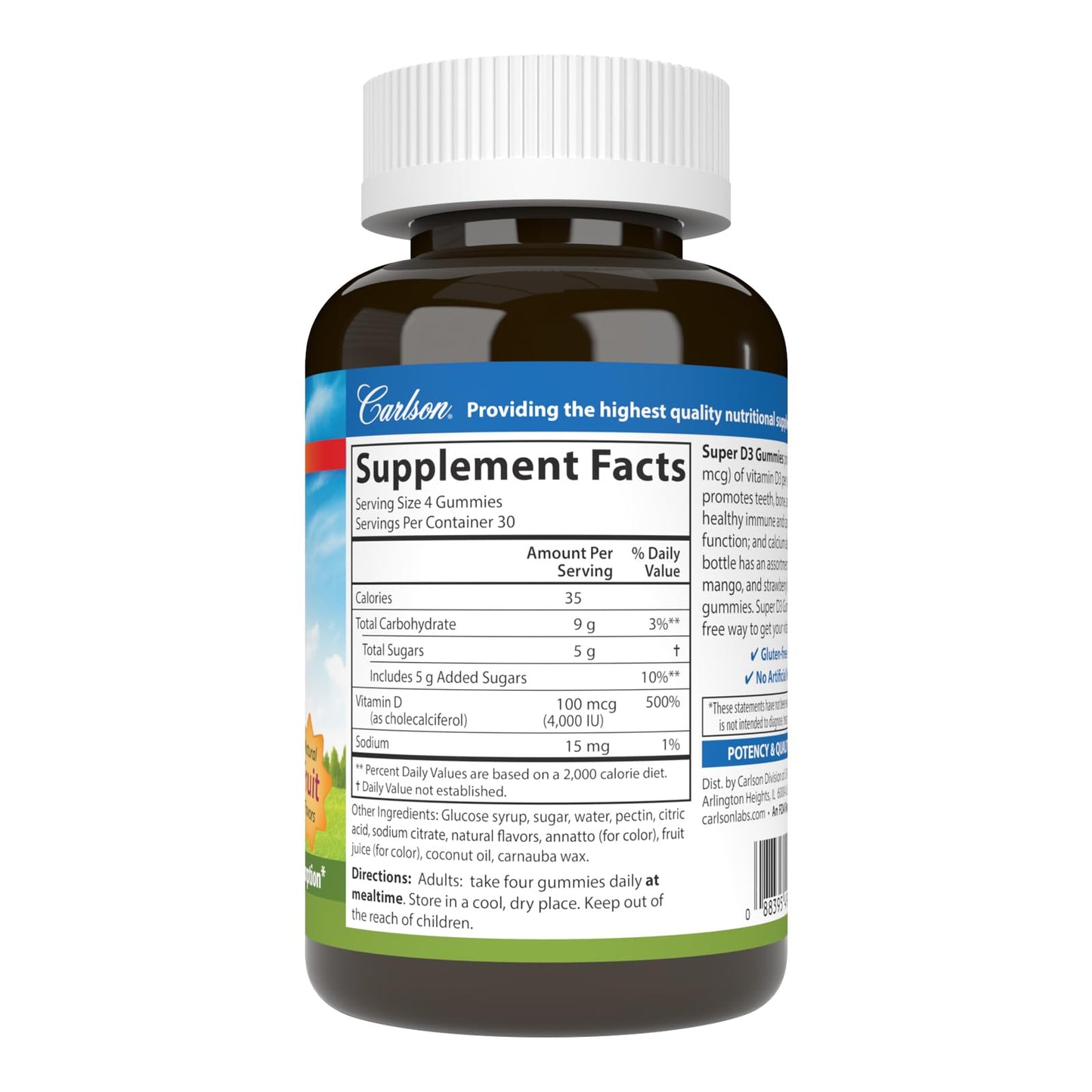 Carlson Super D3 Gummies 4,000 IU (100 mcg), 120 Gummies