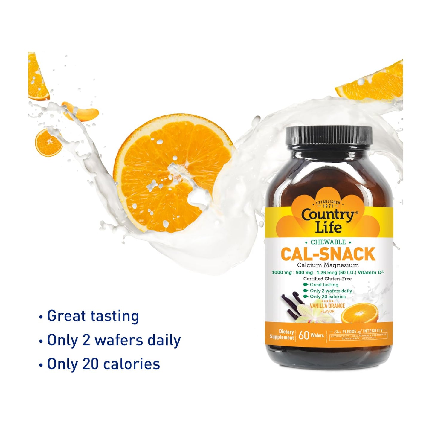 Country Life Cal-Snack Calcium Magnesium with Vitamin D Chewable Tabs 120