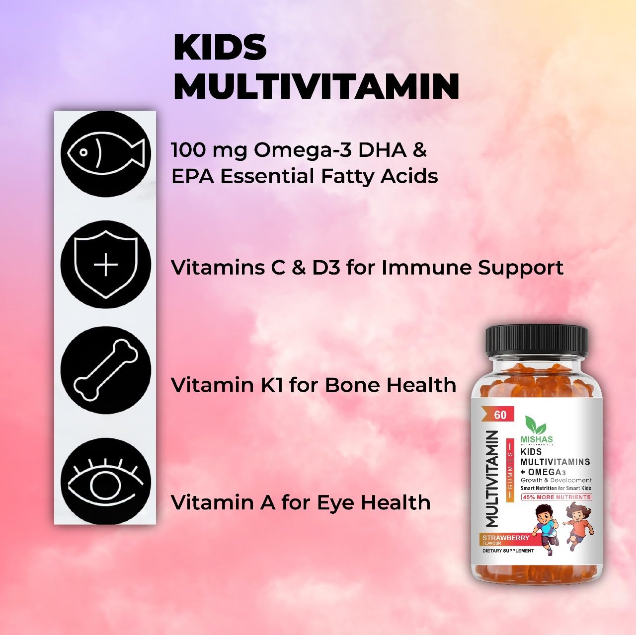 Mishas Nutraceuticals Kids Multivitamin Gummies 60 Count