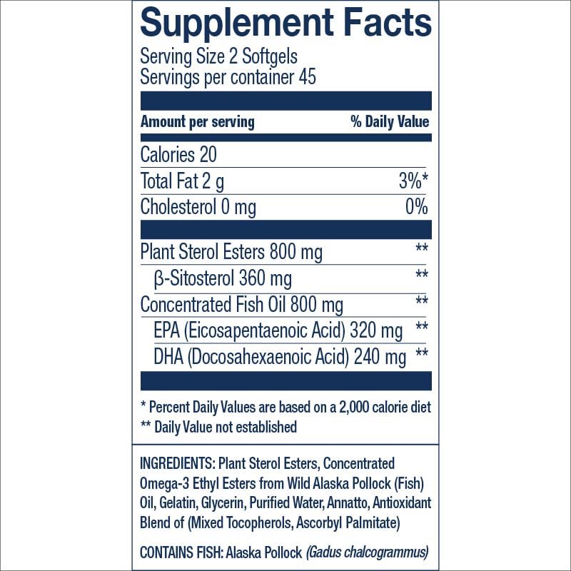Wiley's Finest Wild Alaskan Fish Oil Cholesterol Support - Heart Health Supplement, 560mg Omega-3s, Softgels 90