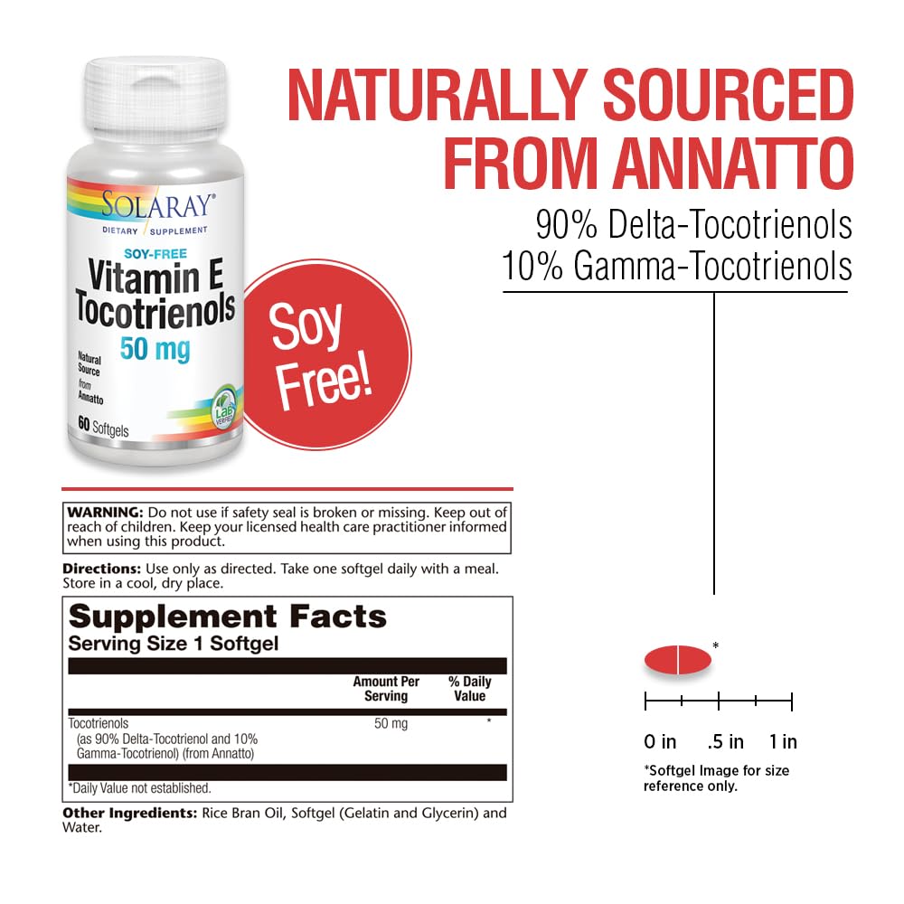 SOLARAY Vitamin E Tocotrienols 50mg Softgels 50 Count