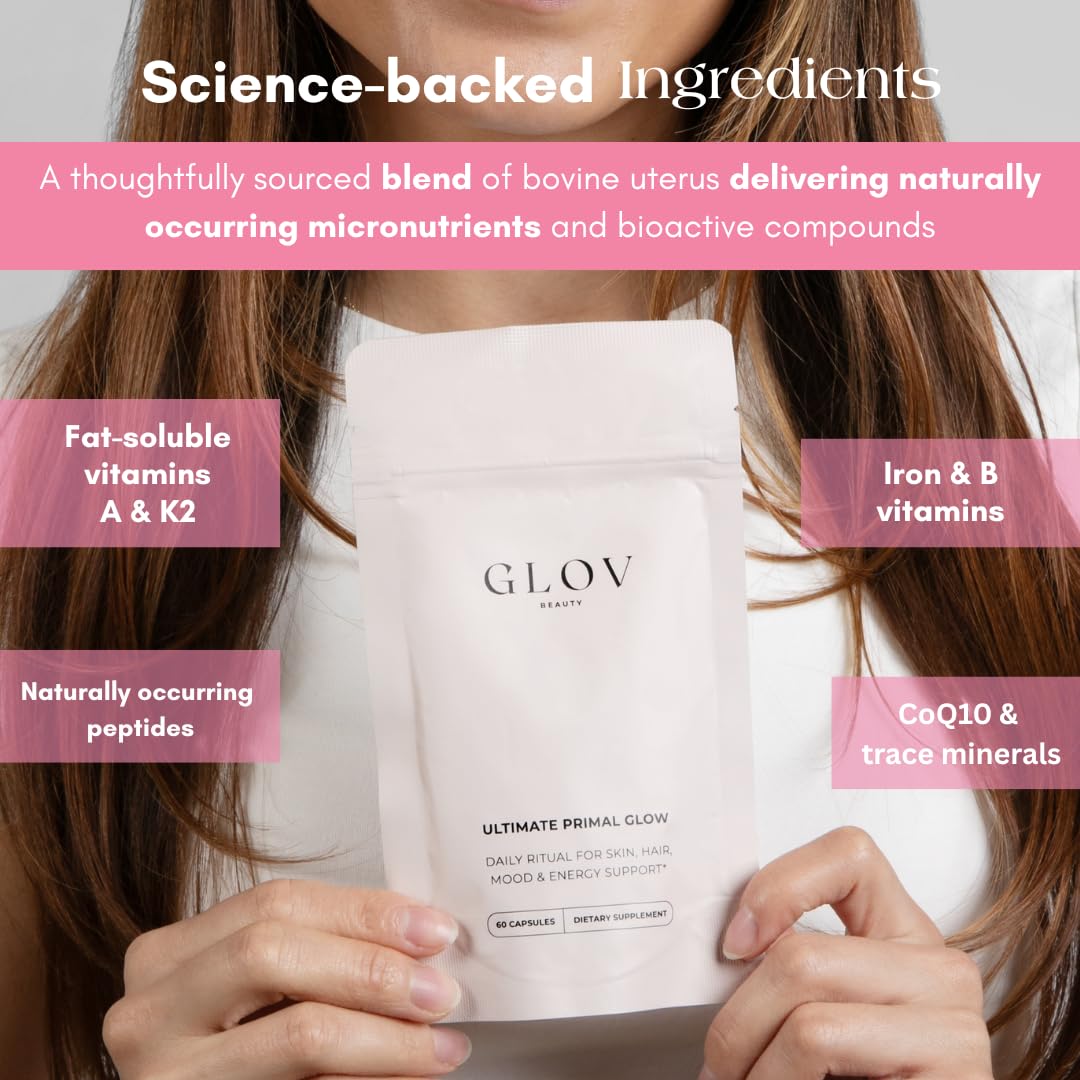 Glov Beauty Ultimate Primal Glow Grass-Fed Beef Organ Supplement Capsule, 60 Capsules