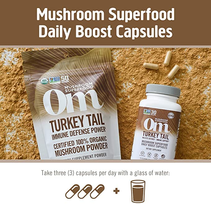 OM MUSHROOM SUPERFOOD Turkey Tail Mushroom Capsules, 90 Capsules