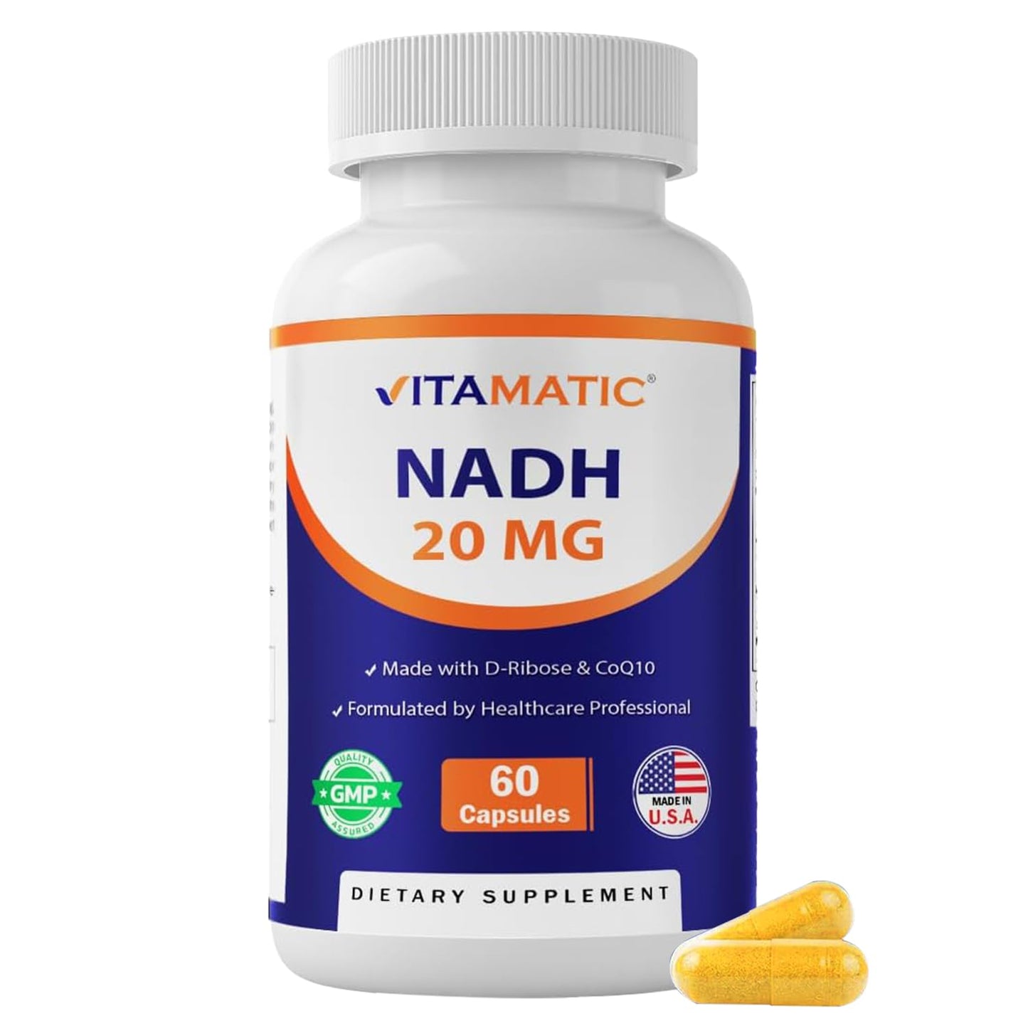 Vitamatic NADH 20mg with D-Ribose & CoQ10 Capsule, 60 Capsules