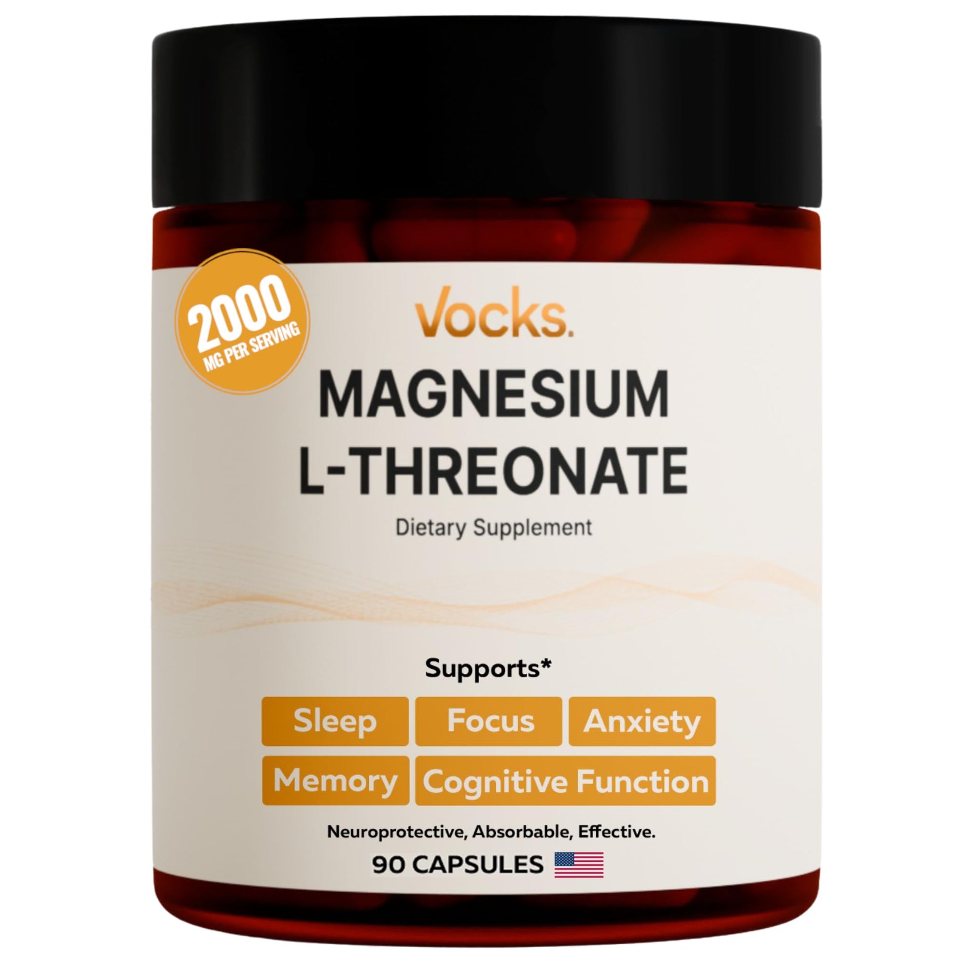 Vocks Magnesium L-Threonate 2000 mg Capsule 90 Count